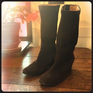Nordstrom brown suede wedge boots 6